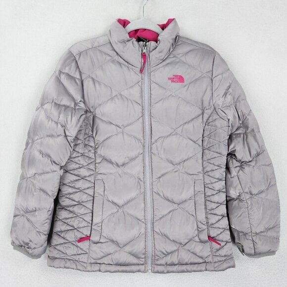 The North Face Jacket Girls Extra Large 18 Gray Goose Down 550 Fill Puffer Coat
